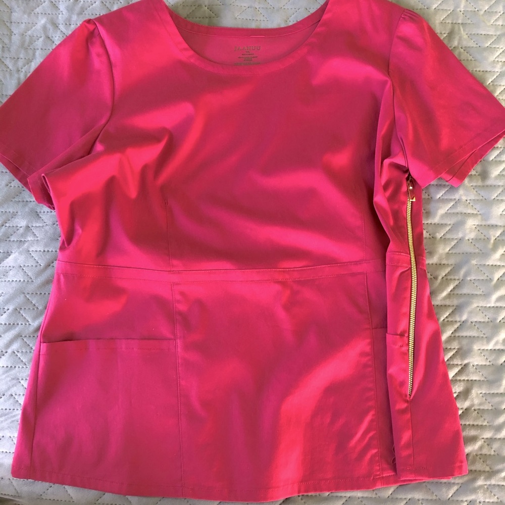 Pink Jaanuu Moto scrub top